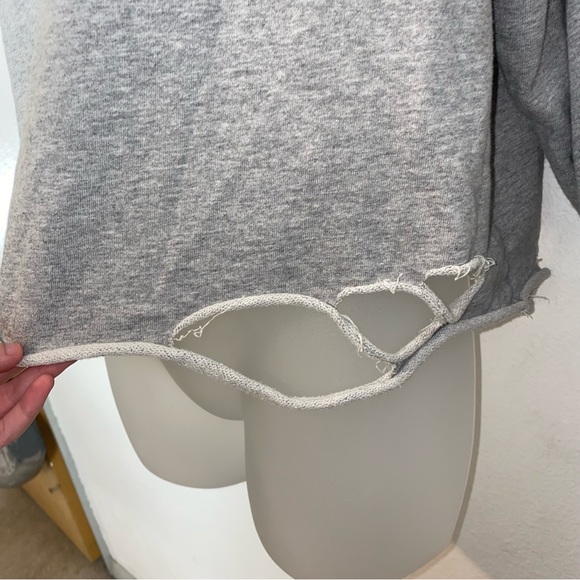 Generation Love grey distressed V neck sweatshirt with white varsity stripes - Picture 2 of 7